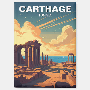 Vintage Carthage Tunisia Travel Magnet