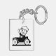 Vintage cartoon classic car retro comics black whi keychain | Zazzle
