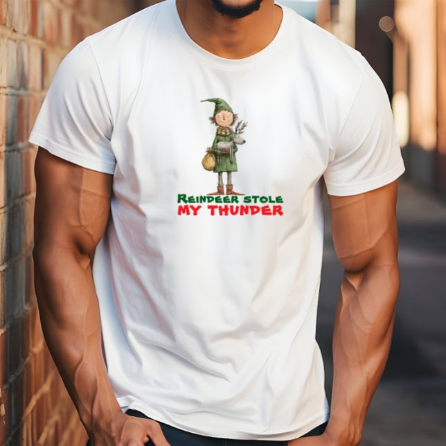 Vintage cartoon elf reindeer ironic wishes T-Shirt (Creator Uploaded)