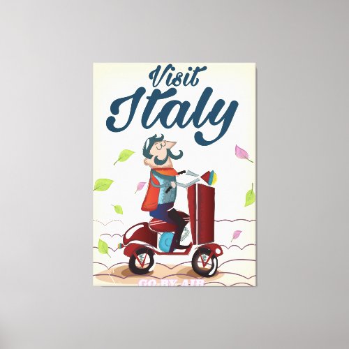 Vintage cartoon Italy travel post card Canvas Print