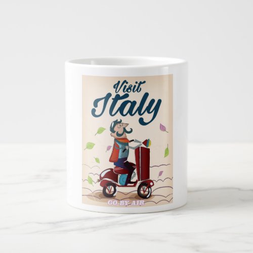 Vintage cartoon Italy travel post card Large Coffee Mug