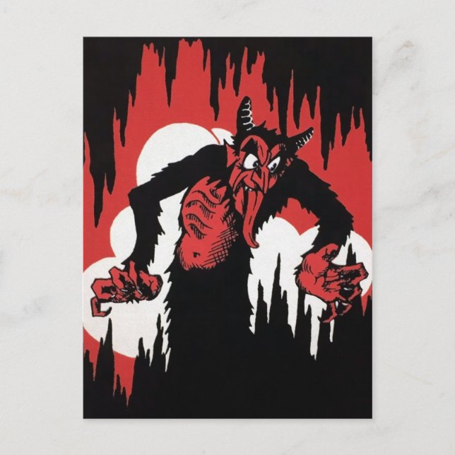 Vintage Cartoon Krampus Postcard (Front)