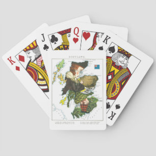 Vintage Cartoon Map of Scotland Poker Cards
