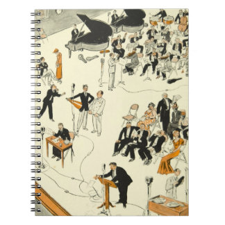 Vintage Cartoon Radio Program Musicians Funny Notebook