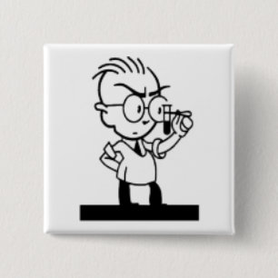 Vintage cartoon retro science chemist comics button