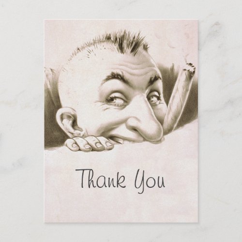 Vintage Cartoon Thank You Postcard