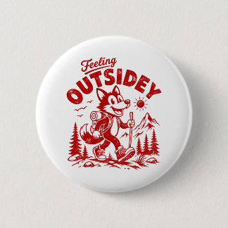 Vintage Cartoon Walking Fox Feeling Outsidey Button