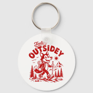 Vintage Cartoon Walking Fox Feeling Outsidey Keychain