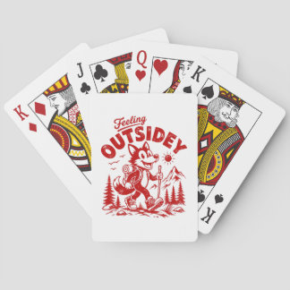 Vintage Cartoon Walking Fox Feeling Outsidey Poker Cards