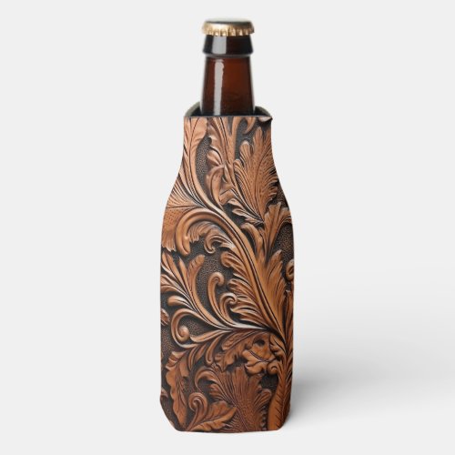 Vintage carved leather bottle cooler