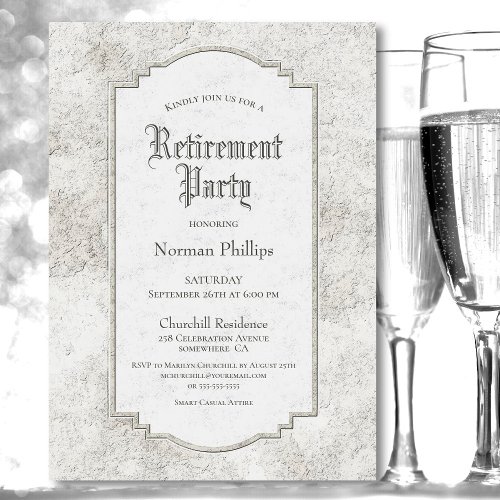 Vintage Carved Stone Retirement Party Invitation