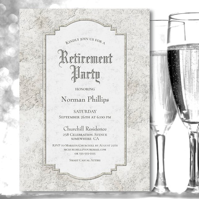 Vintage Carved Stone Retirement Party Invitation (Creator Uploaded)