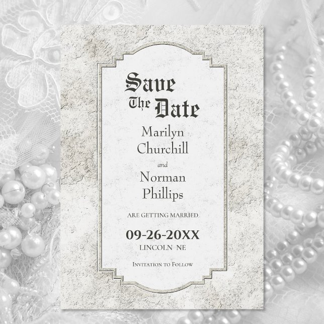 Vintage Carved Stone Wedding Save The Date (Creator Uploaded)