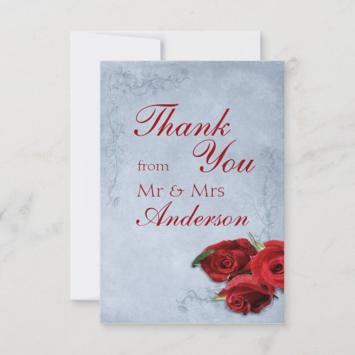 Vintage Cascade Blue  Wedding Thank You Card