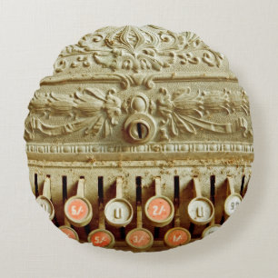Vintage cash register, covered in dust and cobweb round pillow