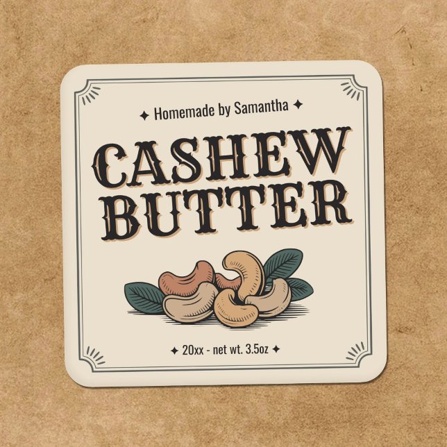 Vintage Cashew Butter Label Sticker  (Vintage Cashew Butter Label Sticker)