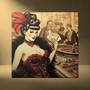 Vintage Casino Girl Ceramic Tile