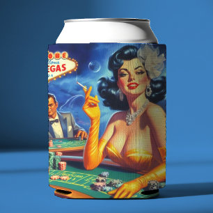 Vintage Casino Woman Can Cooler