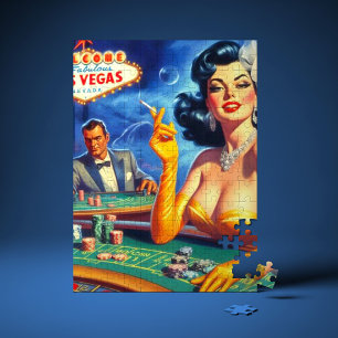 Vintage Casino Woman Jigsaw Puzzle