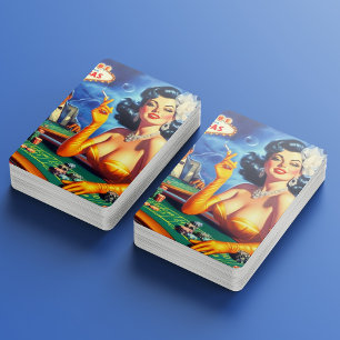 Vintage Casino Woman Poker Cards