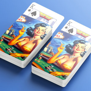 Vintage Casino Woman Poker Cards