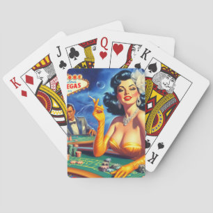Vintage Casino Woman Poker Cards