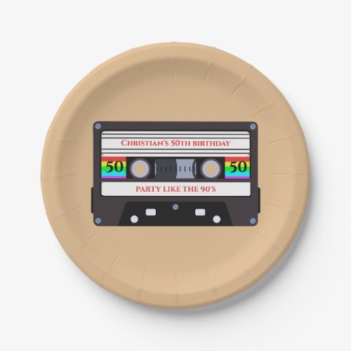 Vintage cassette birthday  paper plates