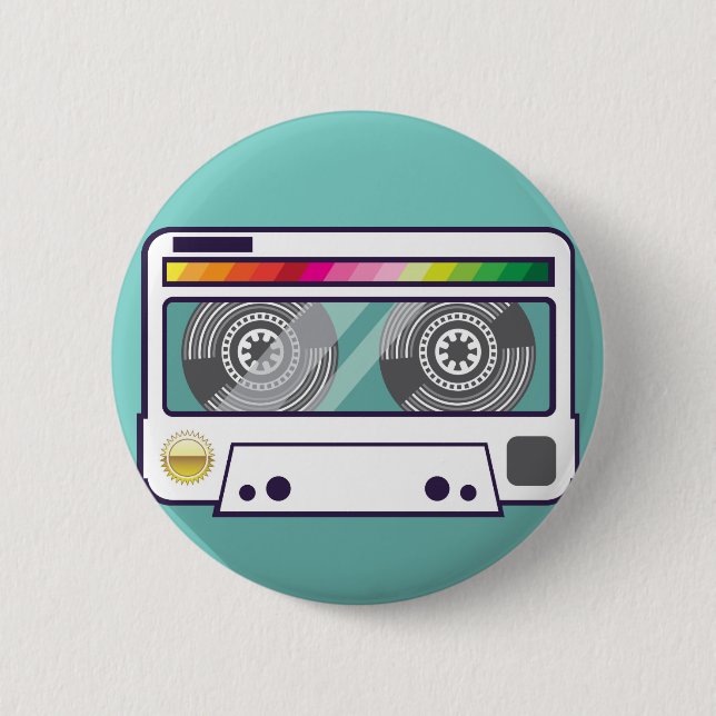Vintage Cassette Pinback Button (Front)