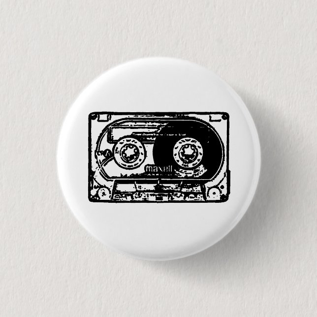 Vintage cassette pinback button (Front)