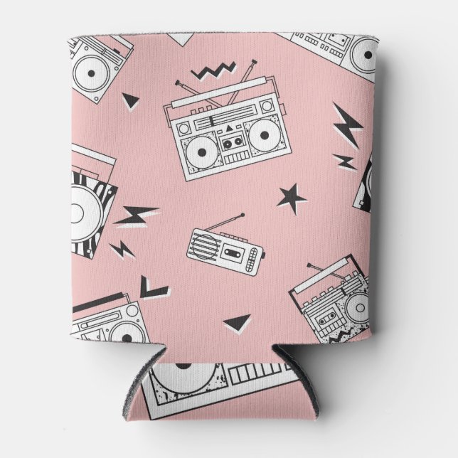 Vintage cassette players: retro pattern. can cooler (Front)