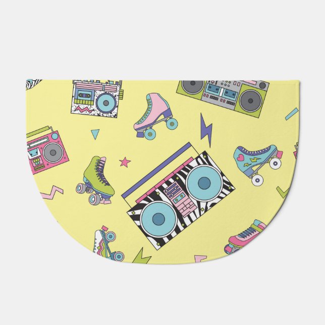 Vintage cassette, roller skates: retro doormat (Front)