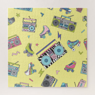 Vintage cassette, roller skates: retro jigsaw puzzle