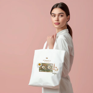 Vintage Cassette Tape and Flowers Tote Bag