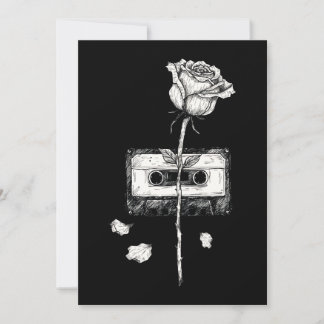 Vintage Cassette Tape Blooming Rose Aesthetic Invitation