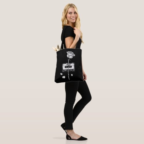 Vintage Cassette Tape Blooming Rose Aesthetic Tote Bag