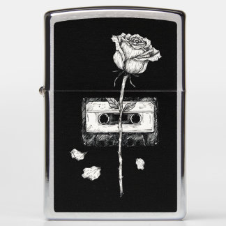 Vintage Cassette Tape Blooming Rose Aesthetic Zippo Lighter