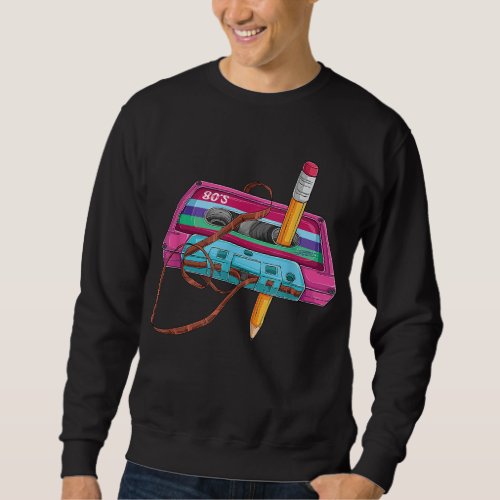 Vintage Cassette Tape Pencil 70s 80s 90s Music  Sweatshirt