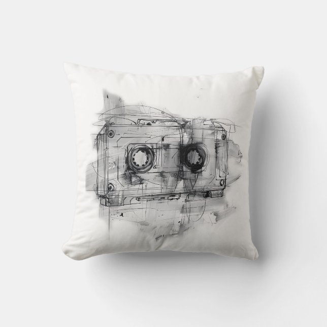 Vintage Cassette Tape  Throw Pillow (Front)