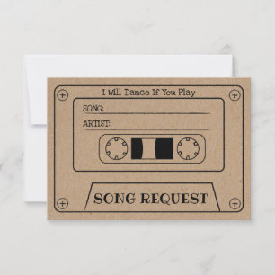 Vintage Cassette Wedding Song Request Rustic Kraft RSVP Card
