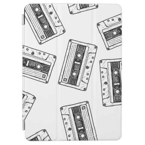 Vintage Cassettes Engraved White Pattern iPad Air Cover
