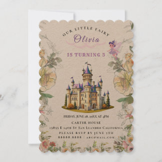 Vintage Castle Fairytale Birthday Theme with Fairy Invitation