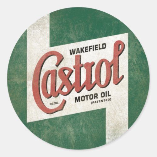 Vintage Castrol Motor Oil  Classic Round Sticker