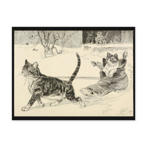 Vintage Cat 1883 Illustration, Fun Ride in a Shoe Postcard