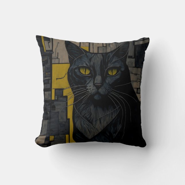 vintage cat 1 throw pillow (Front)
