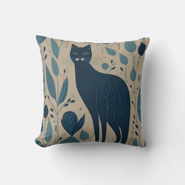 vintage cat 2 throw pillow (Front)