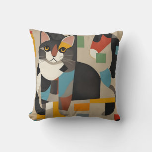 vintage cat 3 throw pillow
