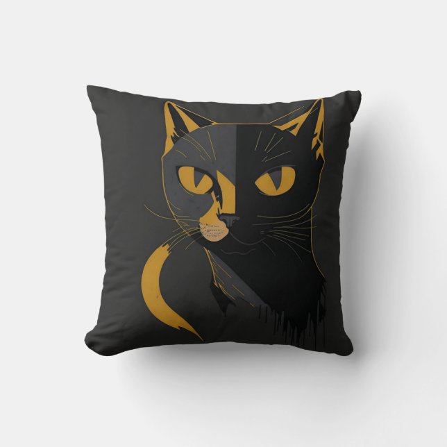 vintage cat 6 throw pillow (Front)