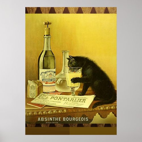 Vintage Cat _ Absinthe Bourgeois Poster