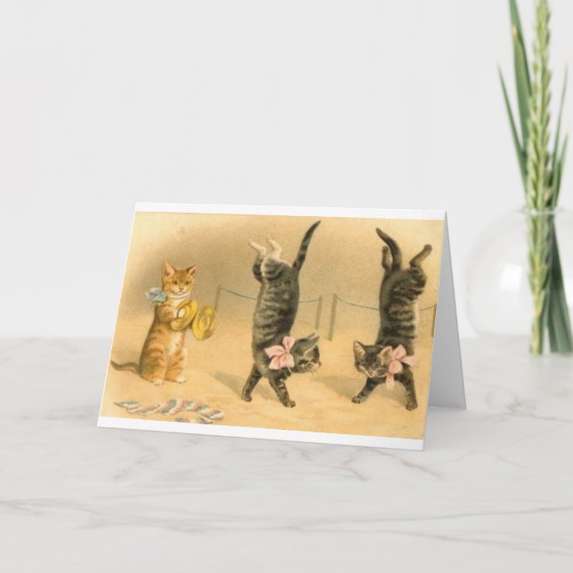 Vintage Cat Acrobats Note Cards (Front)