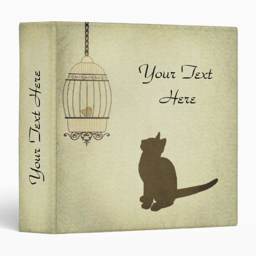 Vintage Cat and Birdcage 3 Ring Binder